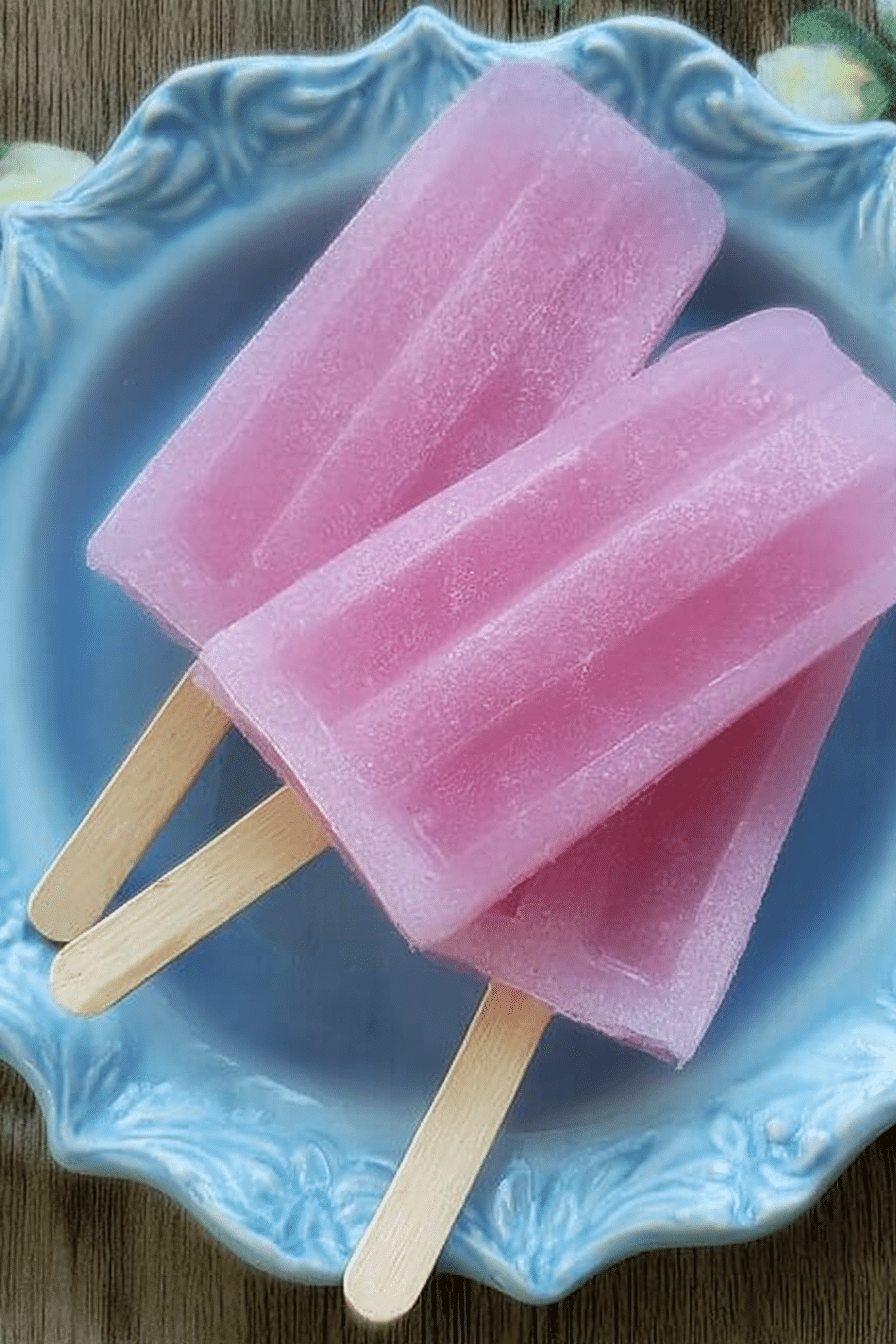 Refreshing blueberry lemonade popsicles with fresh blueberries and lemon slices on a rustic wooden table.