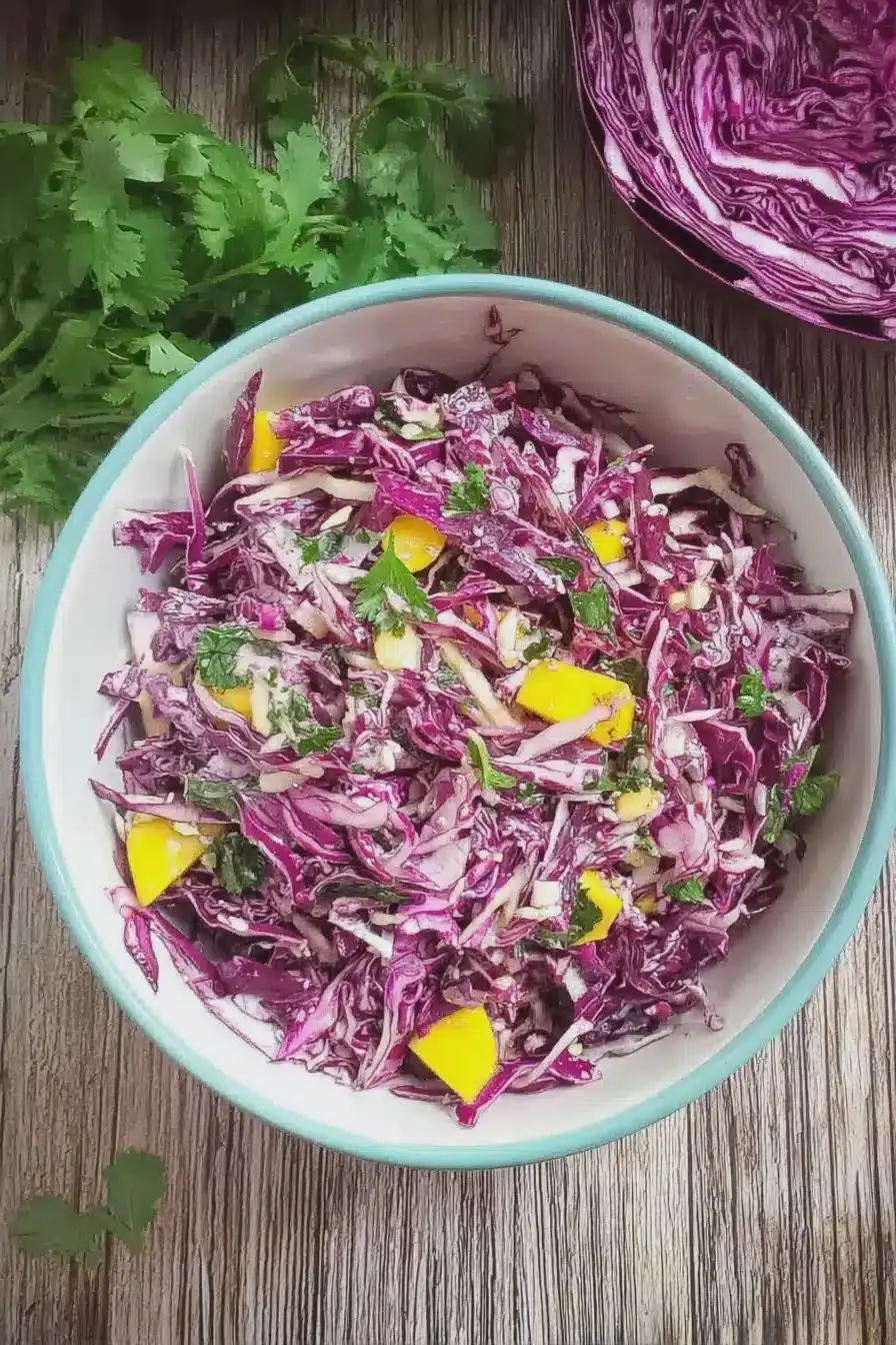 Bright Red Cabbage and Mango Slaw — Ready in 15 Minutes