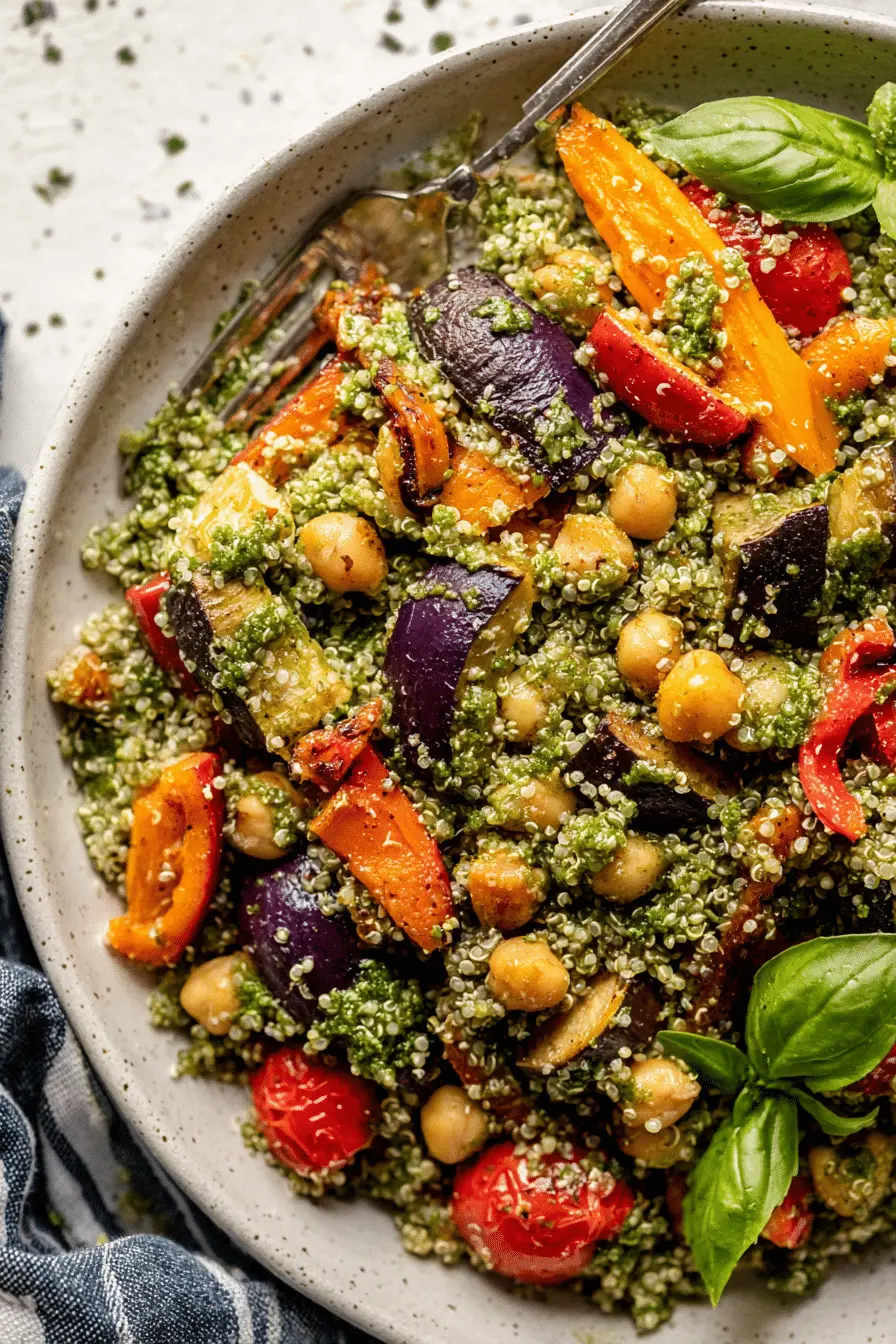 The Roasted Veggie Chickpea Pesto Quinoa Salad I Make Every Week
