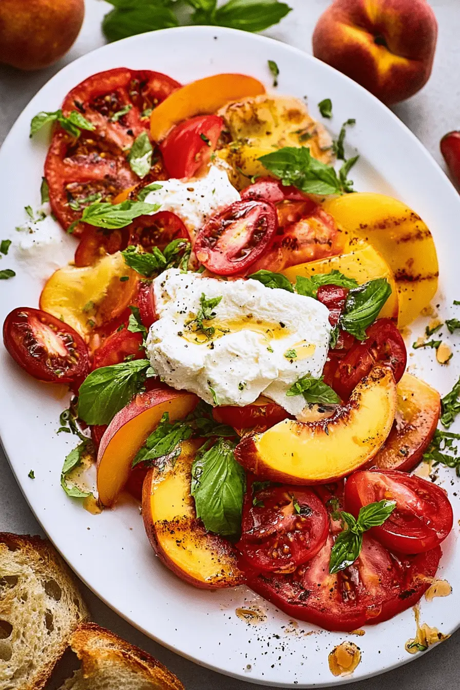 The Summer Salad I Make All Season: Tomato Peach Burrata Salad