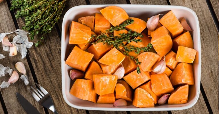 Garlic Parmesan Roasted Sweet Potatoes