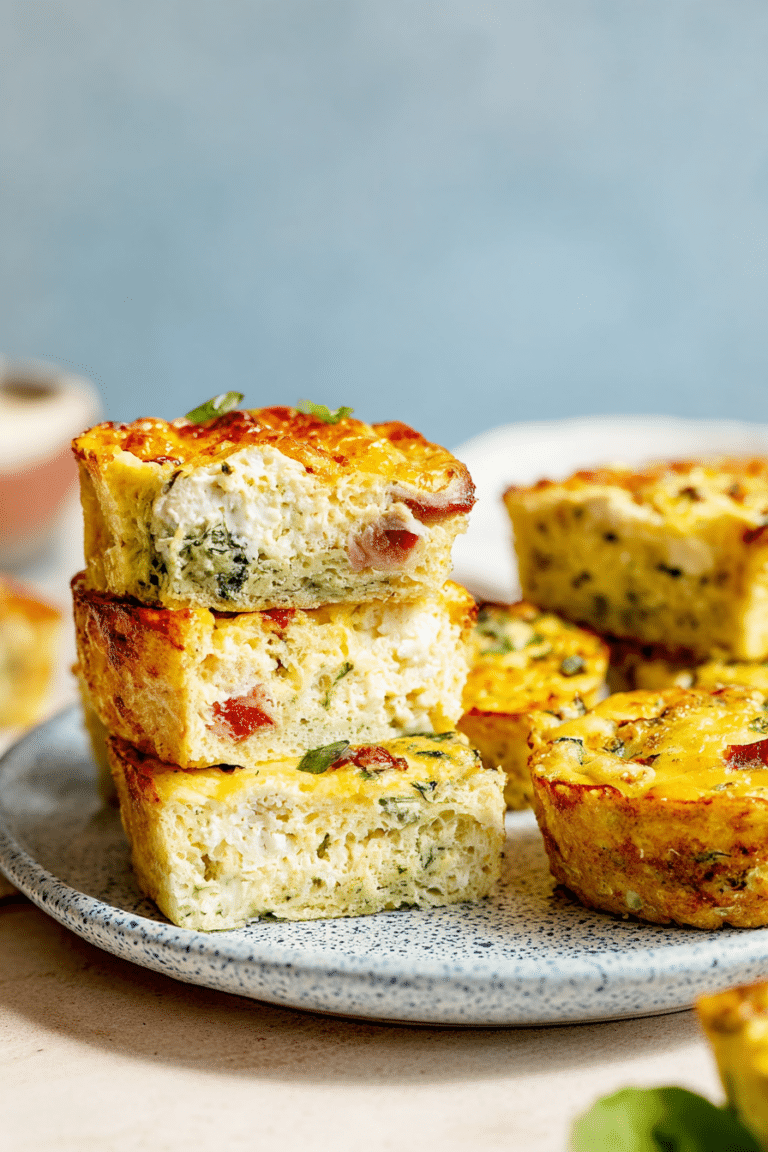 Colorful variety of cottage cheese egg bites, showing different flavors in a muffin pan.