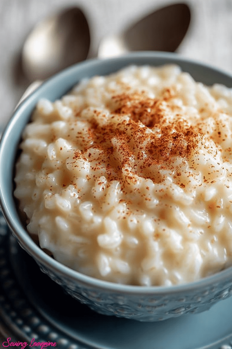 Close-up of creamy rice pudding garnished with cinnamon in a decorative bowl