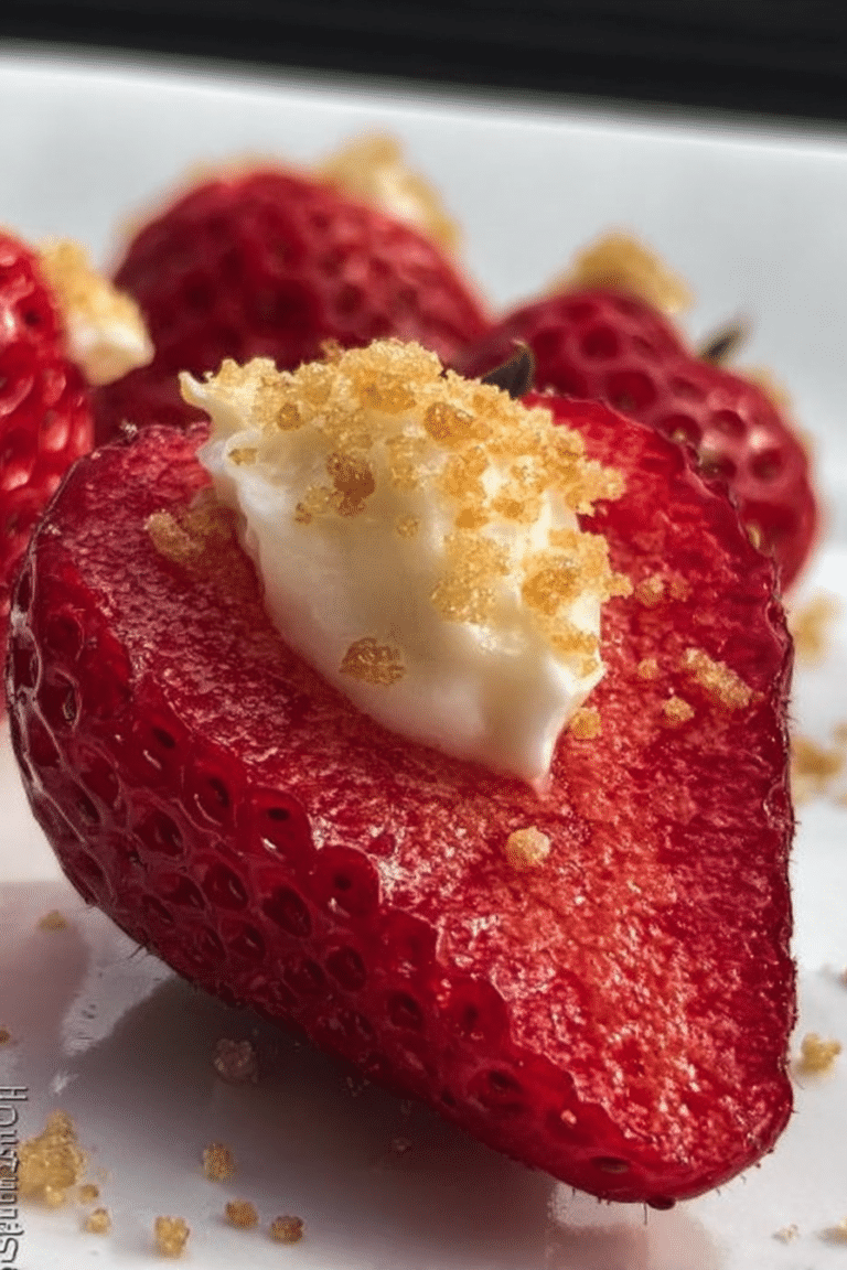 A colorful assortment of deviled strawberries filled with cheesecake cream, perfect for party appetizers.