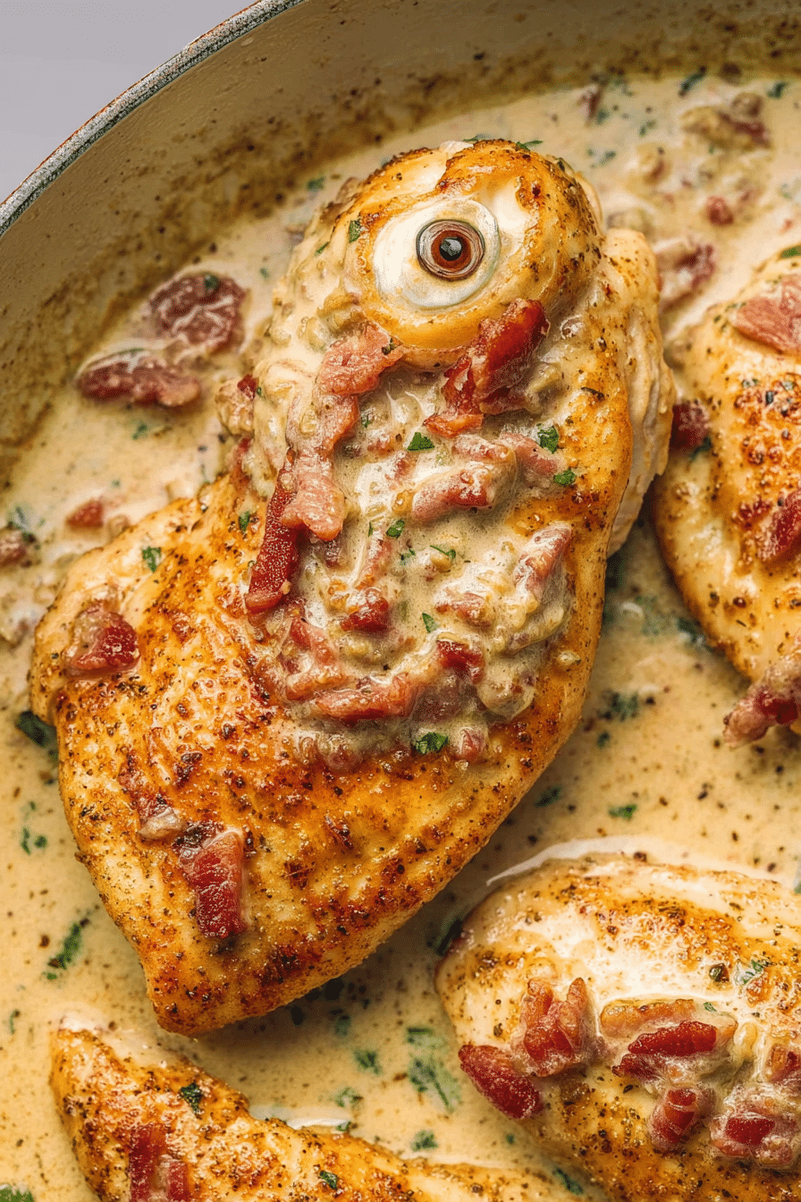 Delicious Marry Me Chicken with pasta garnished with fresh basil leaves
