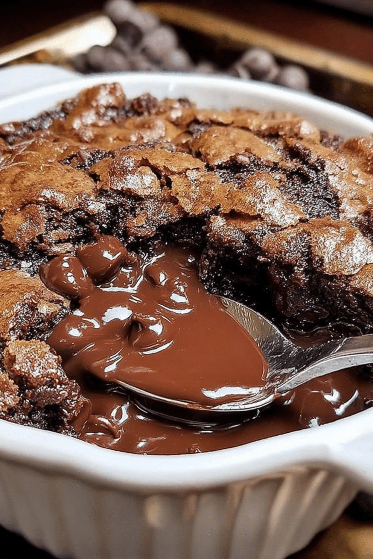 Southern Chocolate Cobbler served with vanilla ice cream in a rustic dish.